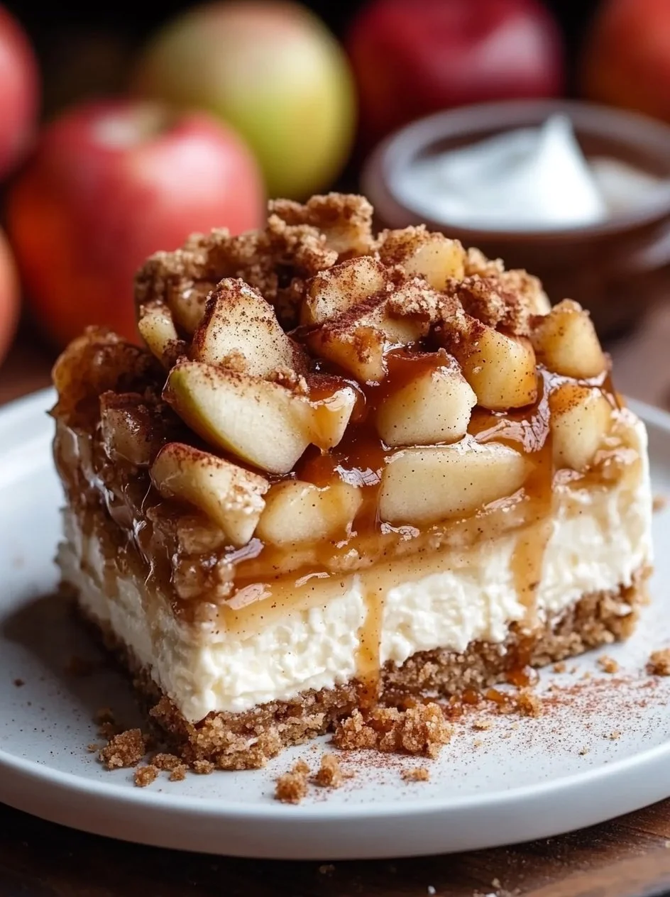 Apple Cheesecake with Caramel and Crumble Topping 2 Delicious apple cheesecake with caramel and crumble topping