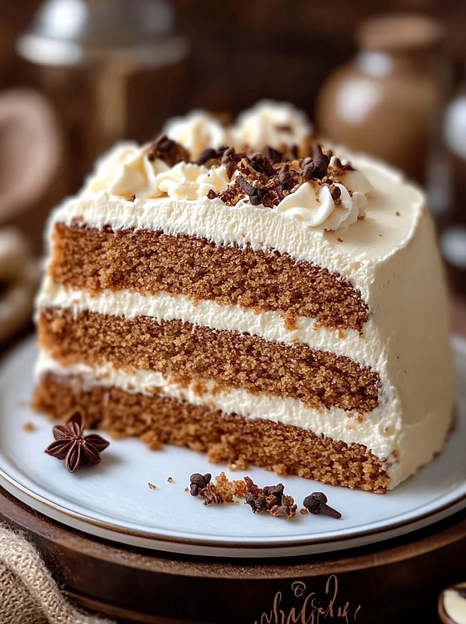 Delicious chai cake topped with creamy frosting and spices