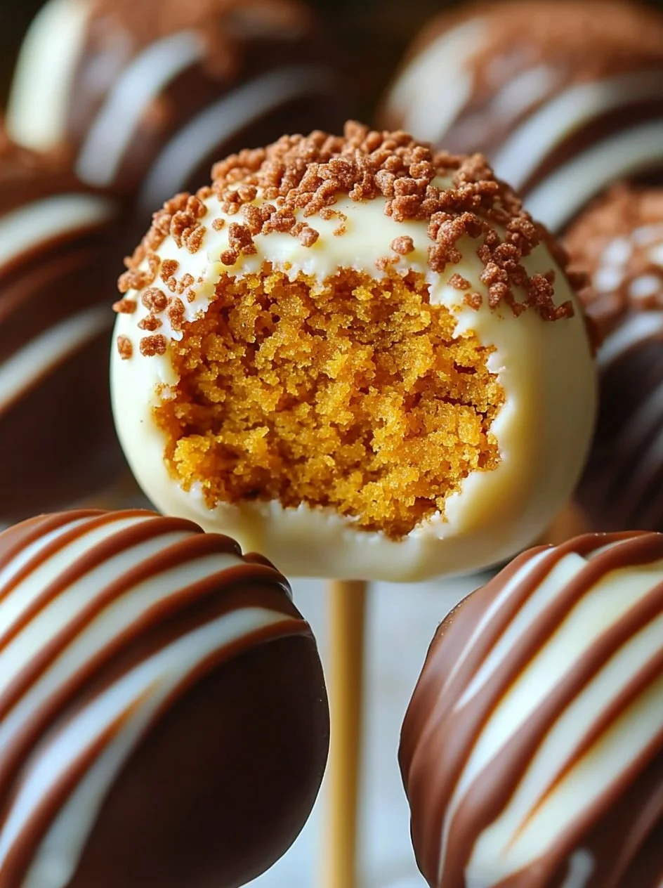 Pumpkin Cake Pops 2 Delicious pumpkin cake pops decorated for fall celebrations