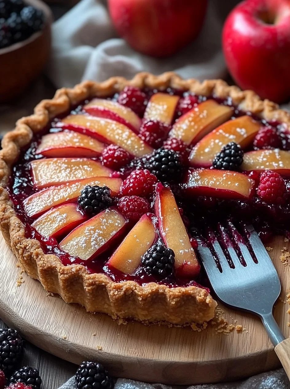 Shortbread Pie with Berry and Apple Filling 2 Shortbread pie with berry and apple filling, showcasing a delicious dessert