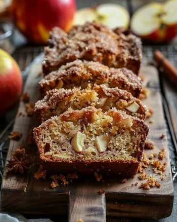 Apple Bread 2 Freshly baked apple bread with cinnamon and chunks of apple