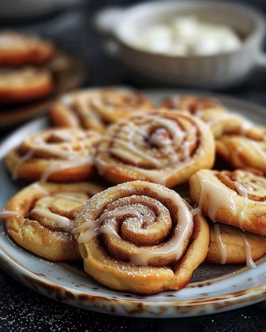Biscoff Cookie Butter Cinnamon Rolls 2 Biscoff cookie butter cinnamon rolls fresh out of the oven with gooey filling.