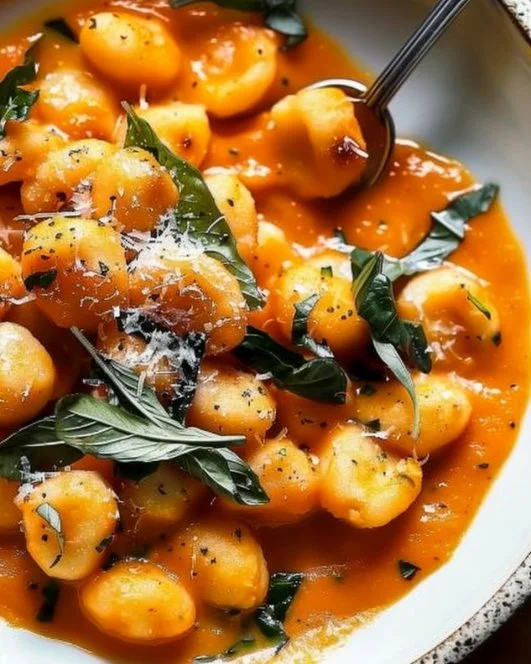 Butternut Squash Gnocchi 5 Delicious plate of butternut squash gnocchi topped with sage and parmesan.