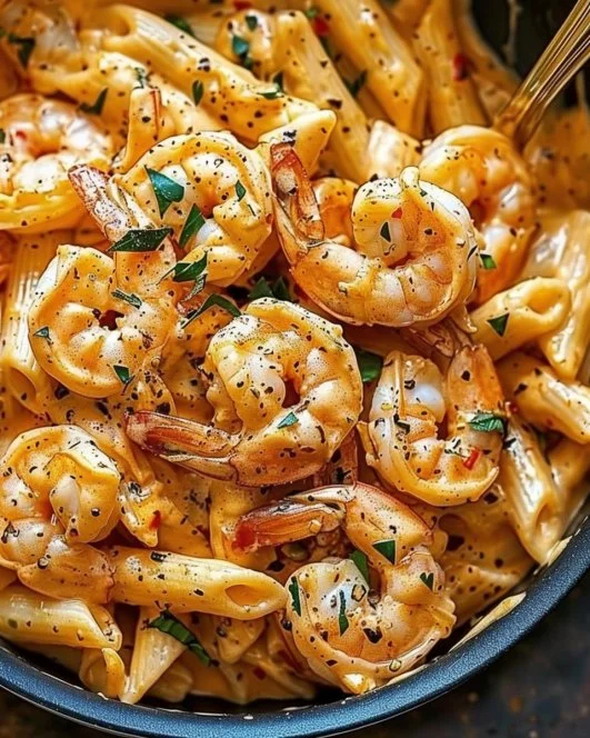 Creamy Cajun Shrimp Pasta 9 Plate of creamy Cajun shrimp pasta with spices and herbs