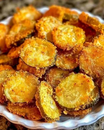 Crispy Air Fryer Fried Pickles 2 Crispy air fryer fried pickles served as a tasty snack