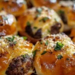 Garlic Parmesan Cheeseburger Bombs fresh out of the oven, golden and cheesy.
