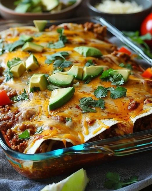 Plate of flavorful ground beef enchiladas with cheese and red sauce