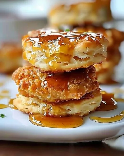 Hot Honey Chicken Biscuits 2 Delicious Hot Honey Chicken Biscuits with a sweet and spicy glaze