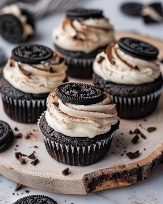 Oreo Cheesecake Cookie Cups 2 Oreo Cheesecake Cookie Cups with a creamy filling and Oreo crust