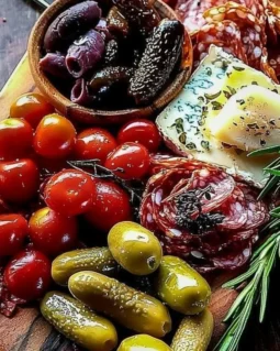 An elegant Italian charcuterie board featuring assorted cured meats and cheeses.