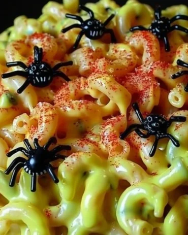 Monster Mac and Cheese served in a bowl with toppings