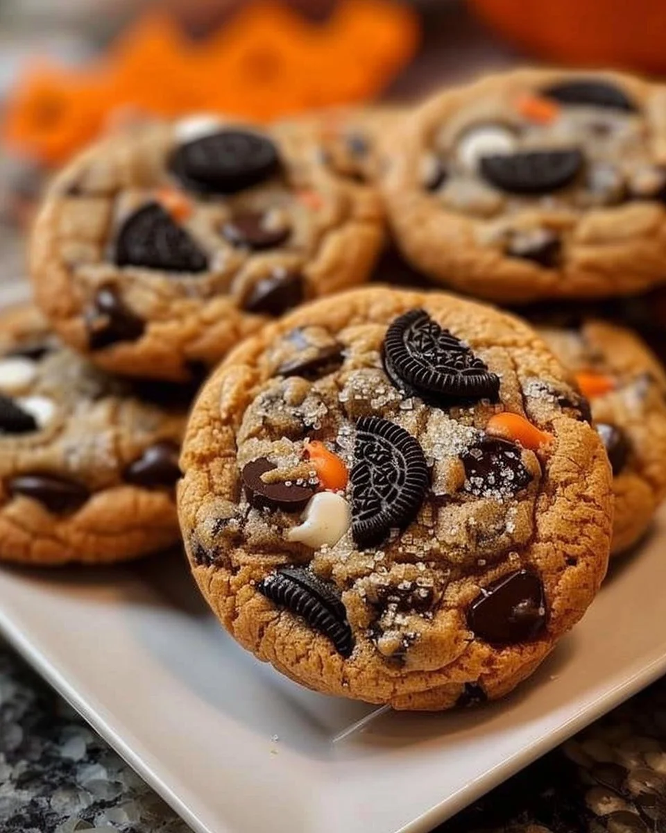 Monstrously Delicious Halloween Oreo Chocolate Chip Cookies 2 Monstrously delicious Halloween Oreo cookies with chocolate chips