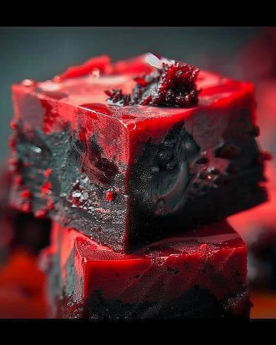 Vampire Fudge 2 Delicious Vampire Fudge with spooky red and black colors, perfect for Halloween treats.